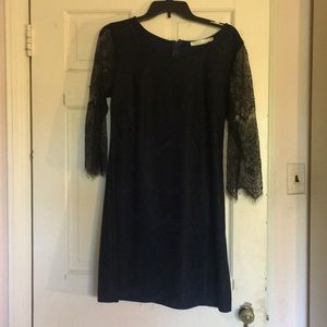 Black Lace Overlay Navy Dress Sz M